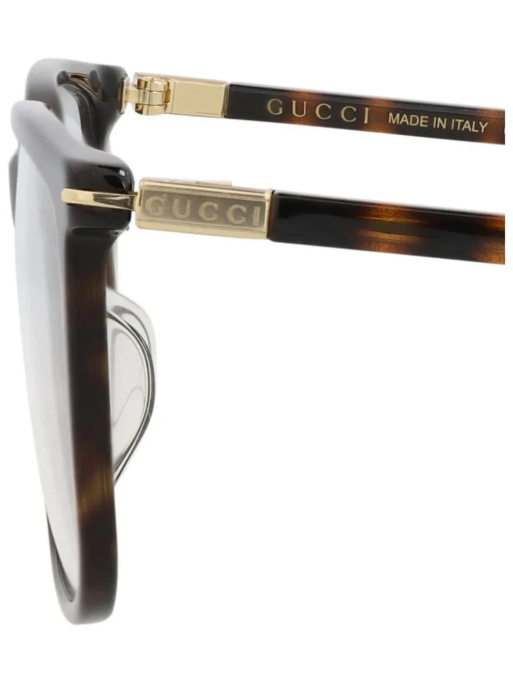 New Gucci Women's Eyeglasses Square Rectangle Recycled Acetate Frame Mens Havana